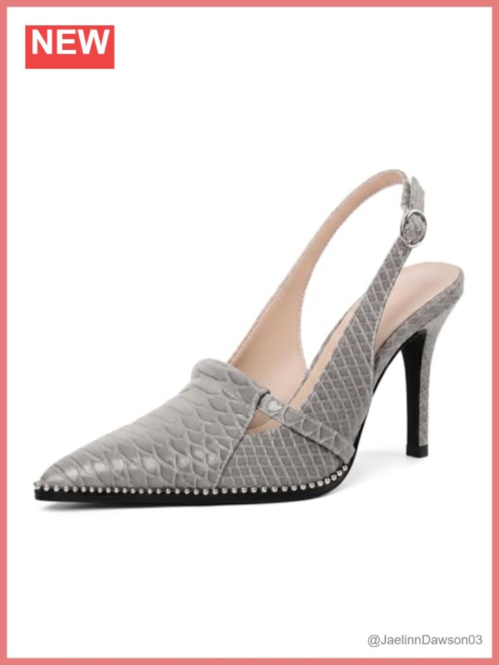 Women's Slingback Heels Pointed Toe Beaded Stiletto Dress Pumps 3.5"